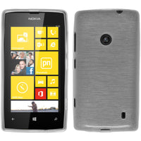PhoneNatic Case kompatibel mit  Nokia Lumia 520 - weiﬂ Silikon Hülle brushed + 2 Schutzfolien