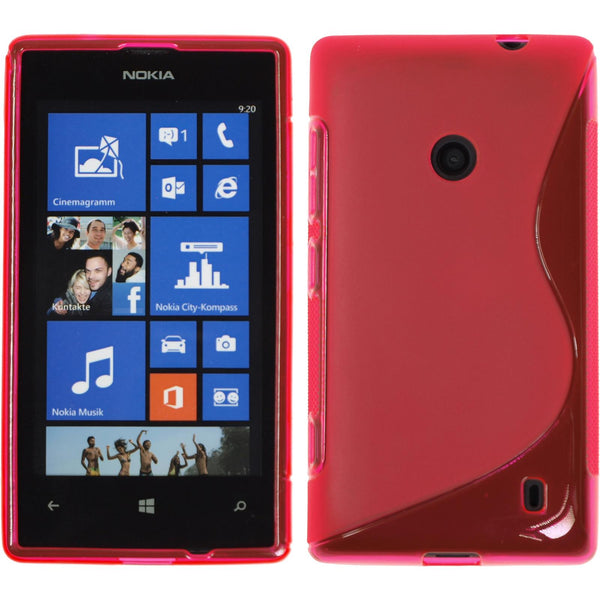 PhoneNatic Case kompatibel mit  Nokia Lumia 520 - pink Silikon Hülle S-Style + 2 Schutzfolien