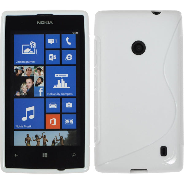 PhoneNatic Case kompatibel mit  Nokia Lumia 520 - weiß Silikon Hülle S-Style + 2 Schutzfolien