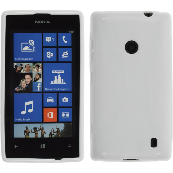 PhoneNatic Case kompatibel mit  Nokia Lumia 520 - weiﬂ Silikon Hülle X-Style + 2 Schutzfolien