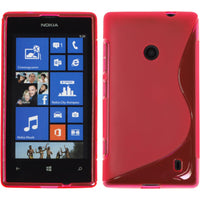 PhoneNatic Case kompatibel mit  Nokia Lumia 525 - pink Silikon Hülle S-Style + 2 Schutzfolien