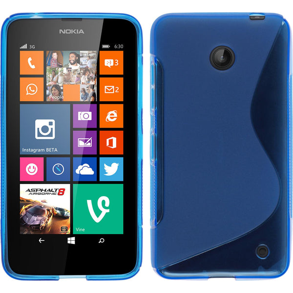 PhoneNatic Case kompatibel mit  Nokia Lumia 630 - blau Silikon Hülle S-Style + 2 Schutzfolien