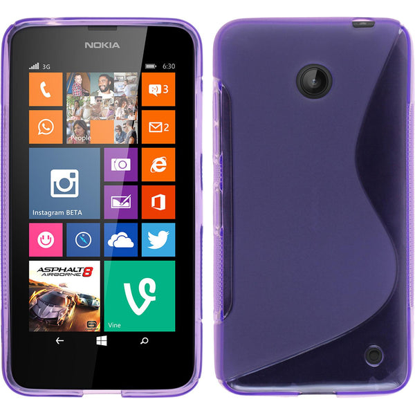 PhoneNatic Case kompatibel mit  Nokia Lumia 630 - lila Silikon Hülle S-Style + 2 Schutzfolien