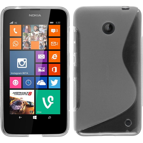 PhoneNatic Case kompatibel mit  Nokia Lumia 630 - clear Silikon Hülle S-Style + 2 Schutzfolien