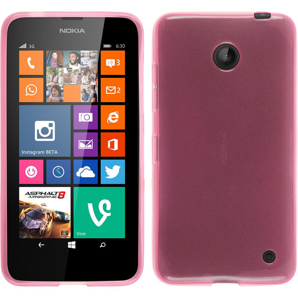 PhoneNatic Case kompatibel mit  Nokia Lumia 630 - rosa Silikon Hülle transparent + 2 Schutzfolien