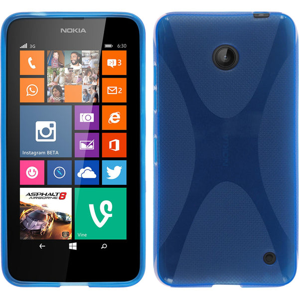 PhoneNatic Case kompatibel mit  Nokia Lumia 630 - blau Silikon Hülle X-Style + 2 Schutzfolien