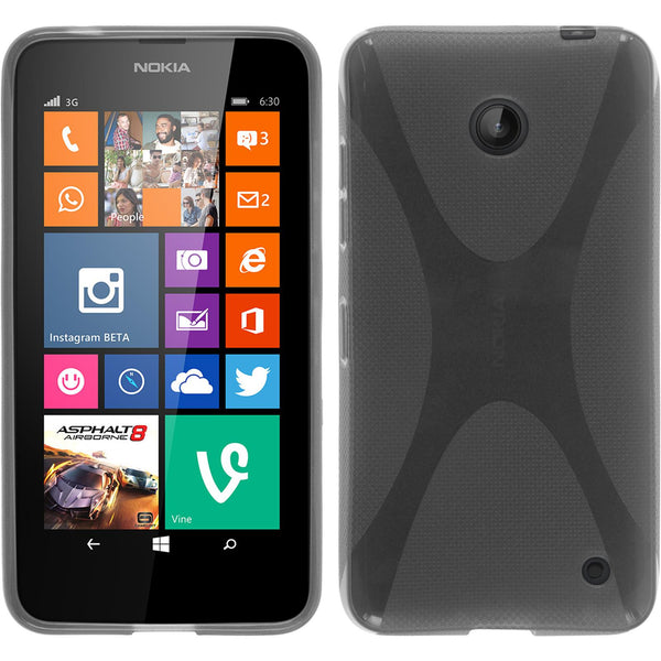 PhoneNatic Case kompatibel mit  Nokia Lumia 630 - grau Silikon Hülle X-Style + 2 Schutzfolien