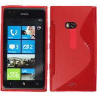 PhoneNatic Case kompatibel mit  Nokia Lumia 900 - rot Silikon Hülle S-Style + 2 Schutzfolien
