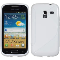 PhoneNatic Case kompatibel mit Samsung Galaxy Ace 2 - weiﬂ Silikon Hülle S-Style + 2 Schutzfolien