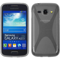 PhoneNatic Case kompatibel mit Samsung Galaxy Ace 3 - grau Silikon Hülle X-Style + 2 Schutzfolien