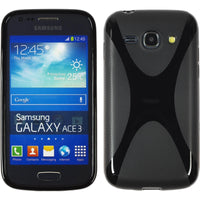 PhoneNatic Case kompatibel mit Samsung Galaxy Ace 3 - schwarz Silikon Hülle X-Style + 2 Schutzfolien