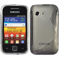 PhoneNatic Case kompatibel mit Samsung Galaxy Y - grau Silikon Hülle S-Style + 2 Schutzfolien