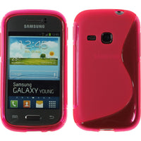PhoneNatic Case kompatibel mit Samsung Galaxy Young - pink Silikon Hülle S-Style + 2 Schutzfolien