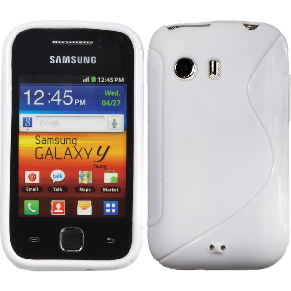 PhoneNatic Case kompatibel mit Samsung Galaxy Y - weiﬂ Silikon Hülle S-Style + 2 Schutzfolien