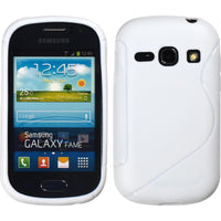 PhoneNatic Case kompatibel mit Samsung Galaxy Fame - weiß Silikon Hülle S-Style + 2 Schutzfolien