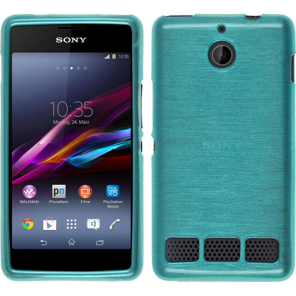 PhoneNatic Case kompatibel mit Sony Xperia E1 - blau Silikon Hülle brushed + 2 Schutzfolien