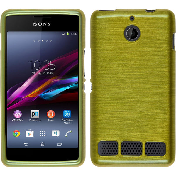 PhoneNatic Case kompatibel mit Sony Xperia E1 - pastellgrün Silikon Hülle brushed + 2 Schutzfolien