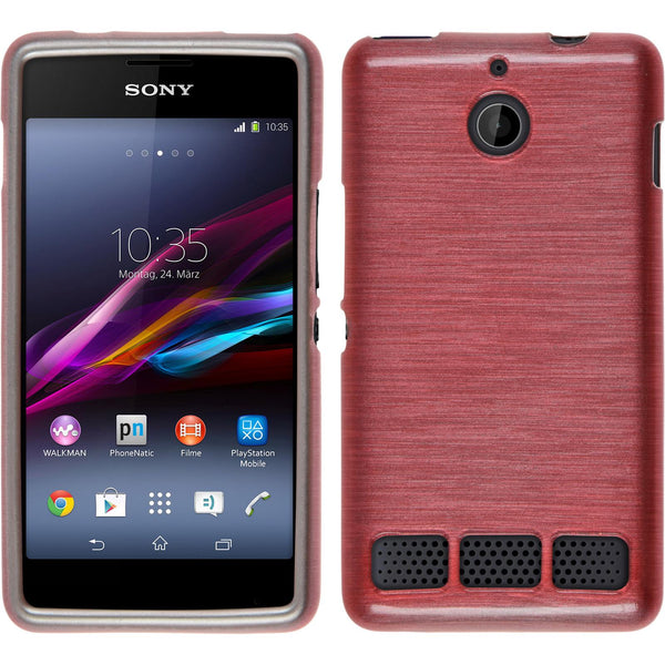 PhoneNatic Case kompatibel mit Sony Xperia E1 - rosa Silikon Hülle brushed + 2 Schutzfolien