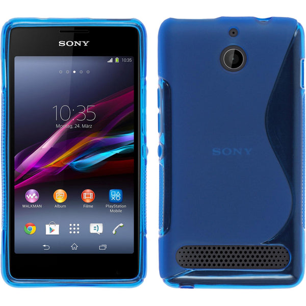 PhoneNatic Case kompatibel mit Sony Xperia E1 - blau Silikon Hülle S-Style + 2 Schutzfolien