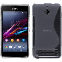 PhoneNatic Case kompatibel mit Sony Xperia E1 - grau Silikon Hülle S-Style + 2 Schutzfolien