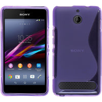 PhoneNatic Case kompatibel mit Sony Xperia E1 - lila Silikon Hülle S-Style + 2 Schutzfolien