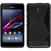 PhoneNatic Case kompatibel mit Sony Xperia E1 - schwarz Silikon Hülle S-Style + 2 Schutzfolien