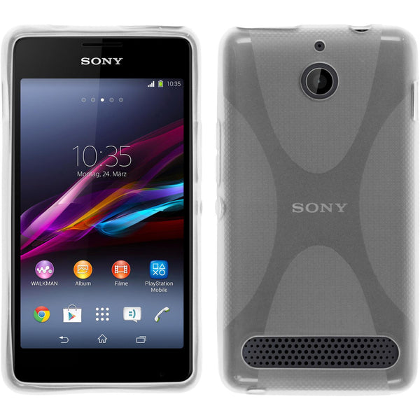 PhoneNatic Case kompatibel mit Sony Xperia E1 - clear Silikon Hülle X-Style + 2 Schutzfolien