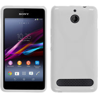 PhoneNatic Case kompatibel mit Sony Xperia E1 - weiß Silikon Hülle X-Style + 2 Schutzfolien