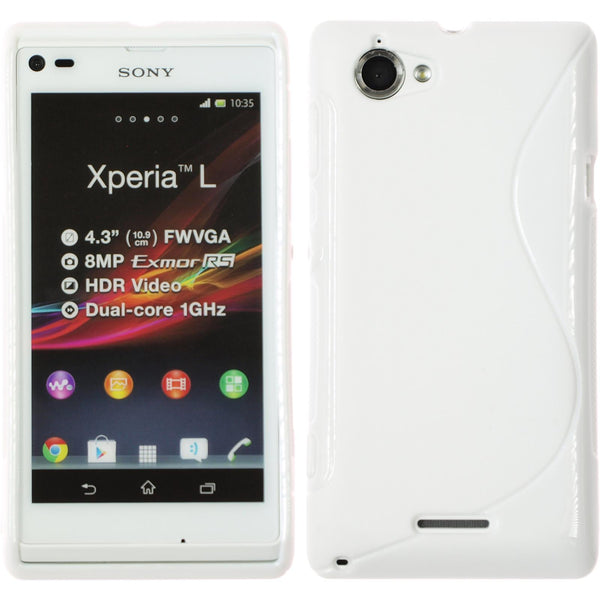 PhoneNatic Case kompatibel mit Sony Xperia L - weiß Silikon Hülle S-Style + 2 Schutzfolien