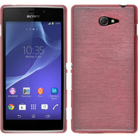 PhoneNatic Case kompatibel mit Sony Xperia M2 - rosa Silikon Hülle brushed + 2 Schutzfolien