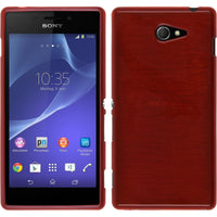 PhoneNatic Case kompatibel mit Sony Xperia M2 - rot Silikon Hülle brushed + 2 Schutzfolien