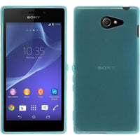 PhoneNatic Case kompatibel mit Sony Xperia M2 - türkis Silikon Hülle transparent + 2 Schutzfolien