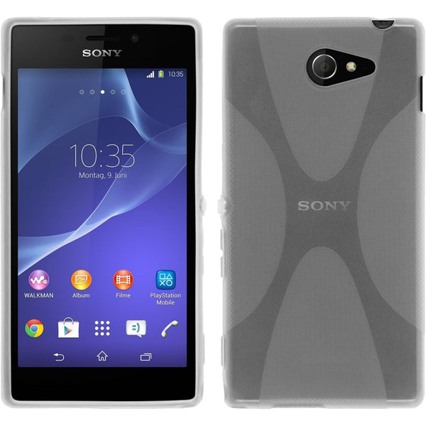 PhoneNatic Case kompatibel mit Sony Xperia M2 - clear Silikon Hülle X-Style + 2 Schutzfolien