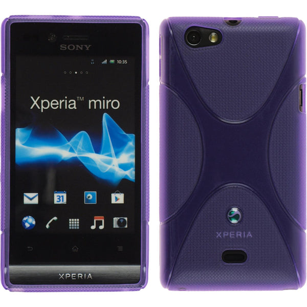 PhoneNatic Case kompatibel mit Sony Xperia miro - lila Silikon Hülle X-Style + 2 Schutzfolien