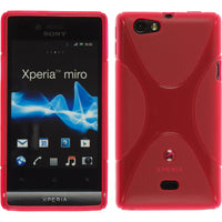 PhoneNatic Case kompatibel mit Sony Xperia miro - pink Silikon Hülle X-Style + 2 Schutzfolien