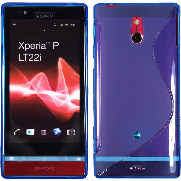PhoneNatic Case kompatibel mit Sony Xperia P - blau Silikon Hülle S-Style + 2 Schutzfolien