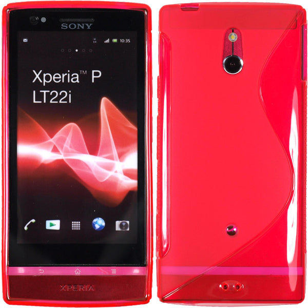 PhoneNatic Case kompatibel mit Sony Xperia P - pink Silikon Hülle S-Style + 2 Schutzfolien