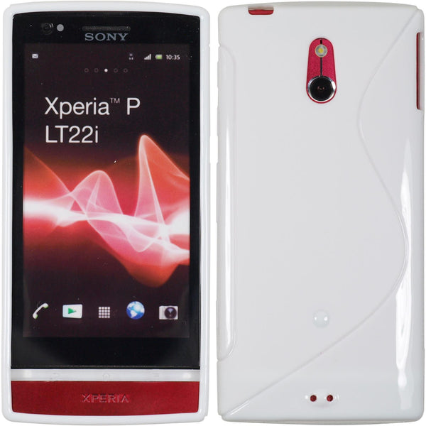 PhoneNatic Case kompatibel mit Sony Xperia P - weiß Silikon Hülle S-Style + 2 Schutzfolien