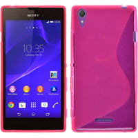 PhoneNatic Case kompatibel mit Sony Xperia T3 - pink Silikon Hülle S-Style + 2 Schutzfolien