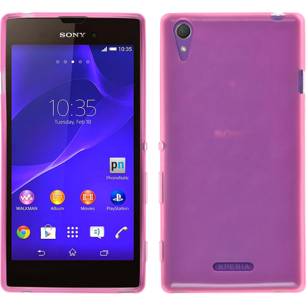 PhoneNatic Case kompatibel mit Sony Xperia T3 - rosa Silikon Hülle transparent + 2 Schutzfolien