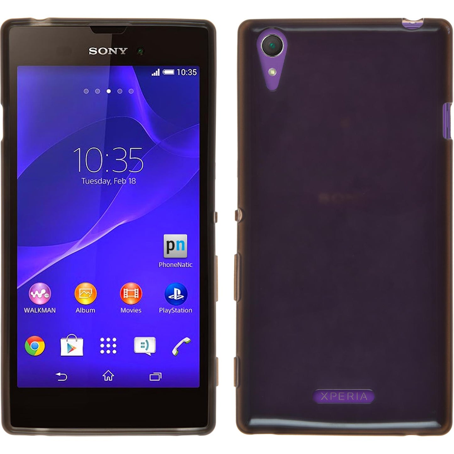 PhoneNatic Case kompatibel mit Sony Xperia T3 - schwarz Silikon Hülle transparent + 2 Schutzfolien