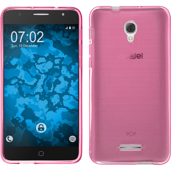 PhoneNatic Case kompatibel mit Alcatel POP 4 Plus - pink Silikon Hülle transparent + 2 Schutzfolien