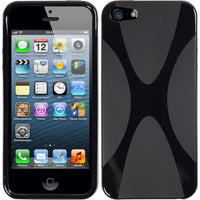 PhoneNatic Case kompatibel mit Apple iPhone 5 / 5s / SE - schwarz Silikon Hülle X-Style + 2 Schutzfolien