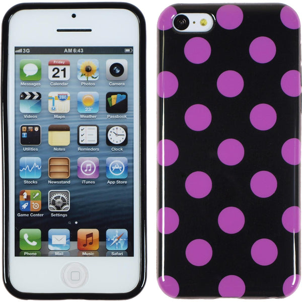 PhoneNatic Case kompatibel mit Apple iPhone 5c - Design:07 Silikon Hülle Polkadot + 2 Schutzfolien