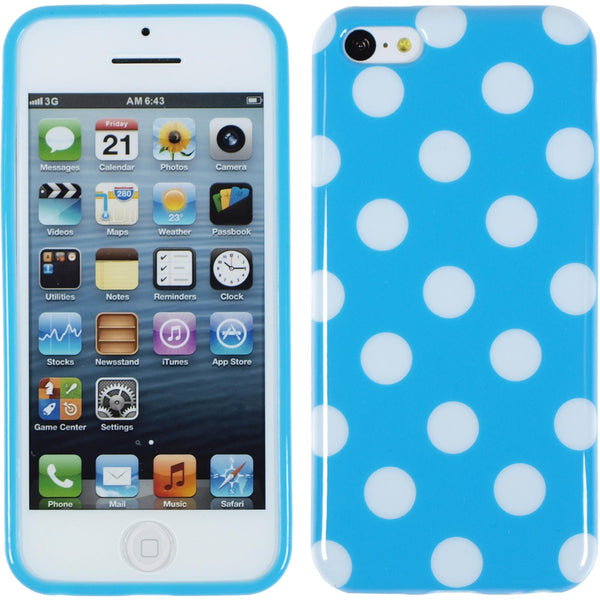 PhoneNatic Case kompatibel mit Apple iPhone 5c - Design:08 Silikon Hülle Polkadot + 2 Schutzfolien
