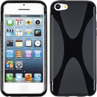 PhoneNatic Case kompatibel mit Apple iPhone 5c - schwarz Silikon Hülle X-Style + 2 Schutzfolien