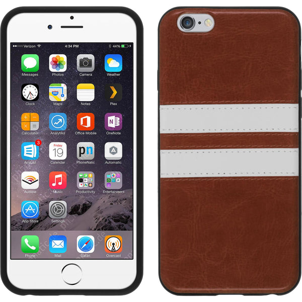 PhoneNatic Case kompatibel mit Apple iPhone 6 Plus / 6s Plus - braun Silikon Hülle Stripes + 2 Schutzfolien