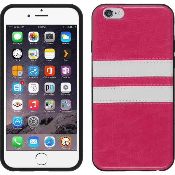PhoneNatic Case kompatibel mit Apple iPhone 6 Plus / 6s Plus - pink Silikon Hülle Stripes + 2 Schutzfolien