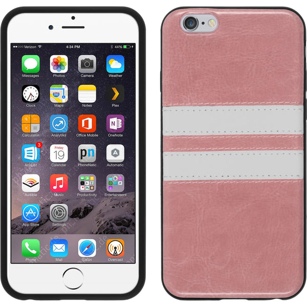 PhoneNatic Case kompatibel mit Apple iPhone 6 Plus / 6s Plus - rosa Silikon Hülle Stripes + 2 Schutzfolien