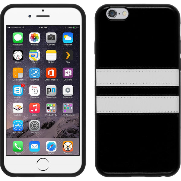 PhoneNatic Case kompatibel mit Apple iPhone 6 Plus / 6s Plus - schwarz Silikon Hülle Stripes + 2 Schutzfolien